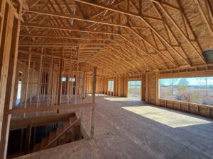 5377 Boardwalk Road vaulted great room during framing